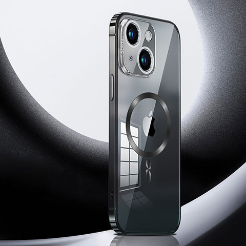 Custodia Lusso Metallo Laterale e Plastica Cover con Mag-Safe Magnetic LK3 per Apple iPhone 14 Nero