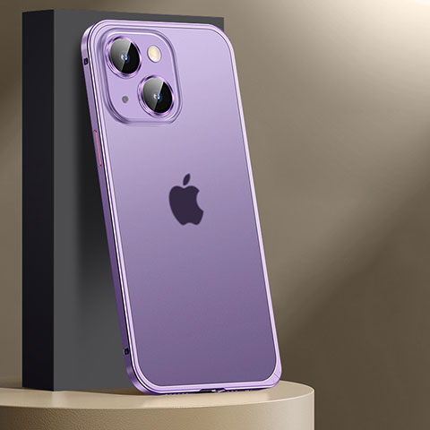 Custodia Lusso Metallo Laterale e Plastica Cover JL2 per Apple iPhone 13 Viola