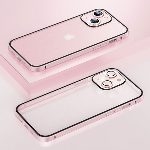 Custodia Lusso Metallo Laterale e Plastica Cover LF3 per Apple iPhone 14 Plus Oro Rosa