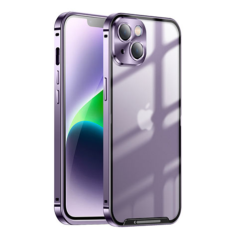 Custodia Lusso Metallo Laterale e Plastica Cover LK1 per Apple iPhone 14 Plus Viola