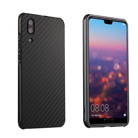 Custodia Lusso Metallo Laterale e Plastica Cover M01 per Huawei P20 Nero