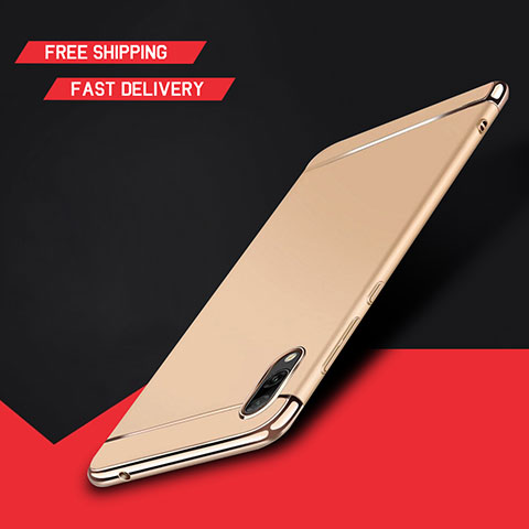 Custodia Lusso Metallo Laterale e Plastica Cover M01 per Huawei Y7 (2019) Oro