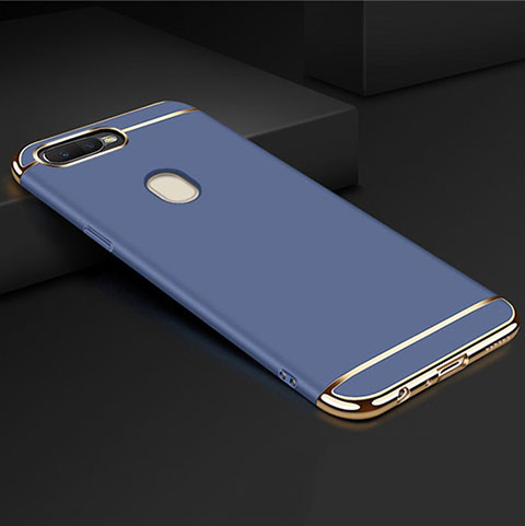 Custodia Lusso Metallo Laterale e Plastica Cover M01 per Oppo A7 Blu