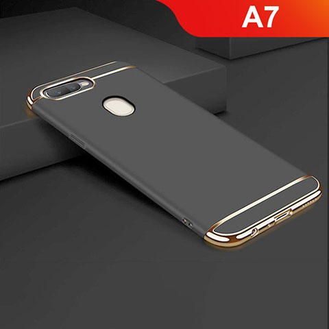 Custodia Lusso Metallo Laterale e Plastica Cover M01 per Oppo A7 Nero