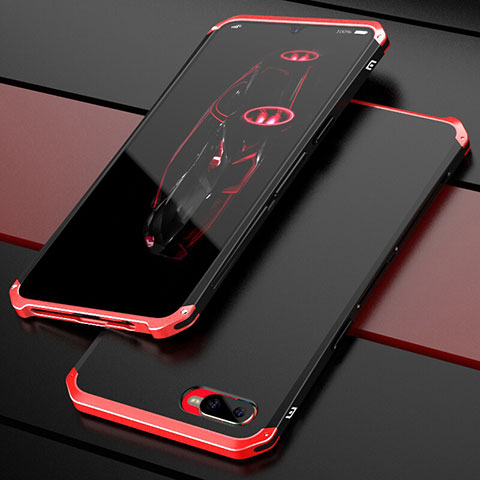 Custodia Lusso Metallo Laterale e Plastica Cover M01 per Oppo R15X Rosso e Nero