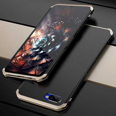 Custodia Lusso Metallo Laterale e Plastica Cover M01 per Oppo RX17 Neo Oro e Nero