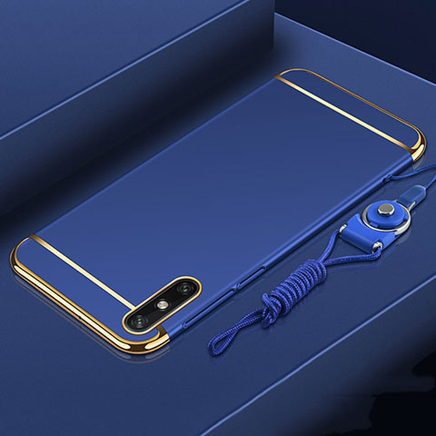 Custodia Lusso Metallo Laterale e Plastica Cover M03 per Huawei Enjoy 10e Blu