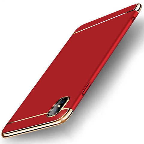 Custodia Lusso Metallo Laterale e Plastica Cover M05 per Apple iPhone Xs Max Rosso