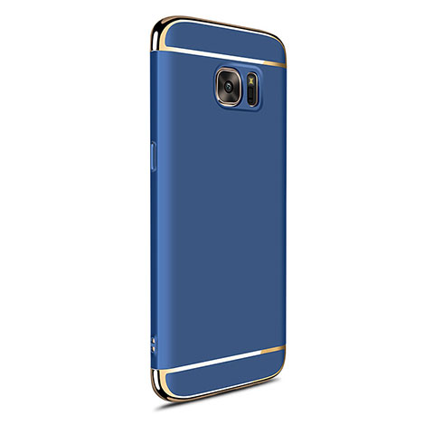Custodia Lusso Metallo Laterale e Plastica Cover M05 per Samsung Galaxy S7 Edge G935F Blu