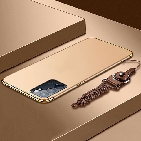 Custodia Lusso Metallo Laterale e Plastica Cover per Oppo Reno6 Pro 5G India Oro