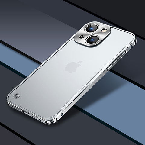 Custodia Lusso Metallo Laterale e Plastica Cover QC1 per Apple iPhone 13 Argento