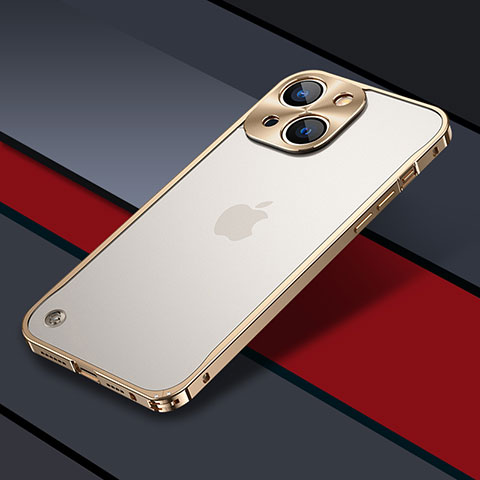 Custodia Lusso Metallo Laterale e Plastica Cover QC1 per Apple iPhone 14 Oro