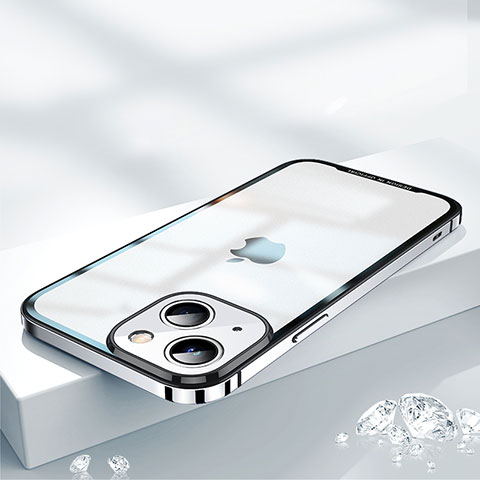 Custodia Lusso Metallo Laterale e Plastica Cover QC2 per Apple iPhone 14 Plus Argento