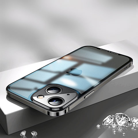Custodia Lusso Metallo Laterale e Plastica Cover QC2 per Apple iPhone 14 Plus Nero