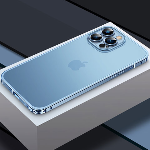 Custodia Lusso Metallo Laterale e Plastica Cover QC3 per Apple iPhone 14 Pro Blu