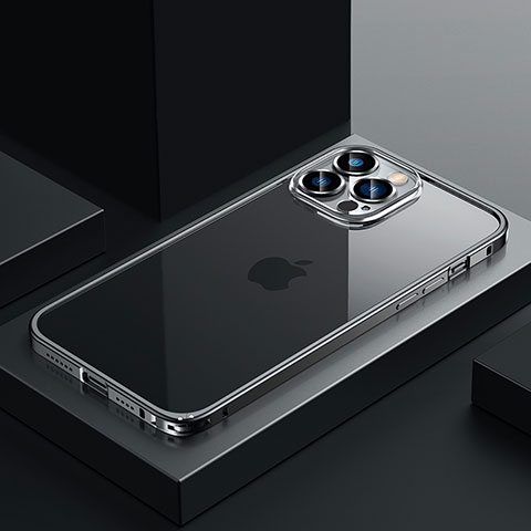 Custodia Lusso Metallo Laterale e Plastica Cover QC4 per Apple iPhone 12 Pro Nero