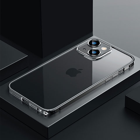 Custodia Lusso Metallo Laterale e Plastica Cover QC4 per Apple iPhone 13 Nero