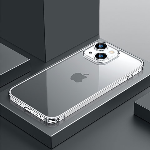 Custodia Lusso Metallo Laterale e Plastica Cover QC4 per Apple iPhone 14 Argento