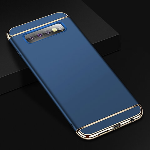 Custodia Lusso Metallo Laterale e Plastica Cover T01 per Samsung Galaxy S10 Blu