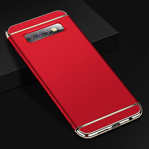 Custodia Lusso Metallo Laterale e Plastica Cover T01 per Samsung Galaxy S10 Plus Rosso