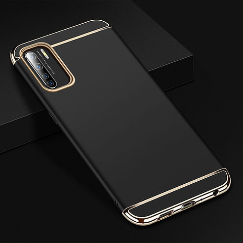 Custodia Lusso Metallo Laterale e Plastica Cover T02 per Oppo A91 Nero