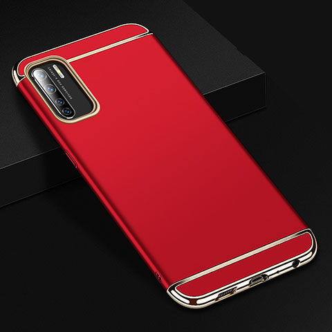 Custodia Lusso Metallo Laterale e Plastica Cover T02 per Oppo Find X2 Lite Rosso