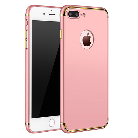 Custodia Lusso Metallo Laterale e Plastica F02 per Apple iPhone 8 Plus Oro Rosa