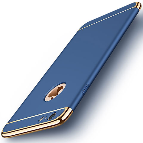 Custodia Lusso Metallo Laterale e Plastica M01 per Apple iPhone 6 Plus Blu