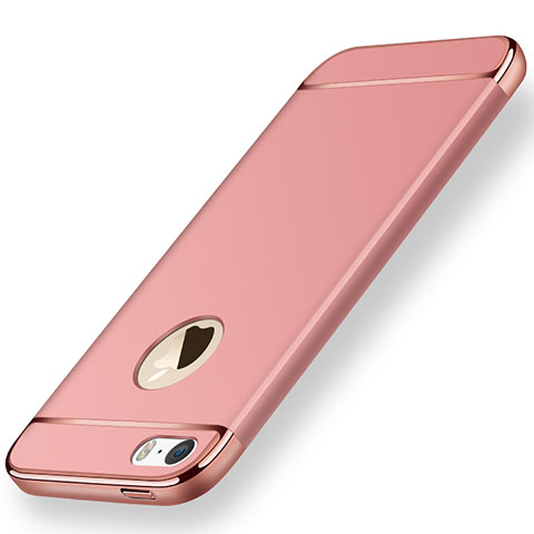 Custodia Lusso Metallo Laterale e Plastica per Apple iPhone 5 Oro Rosa