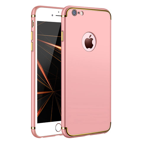 Custodia Lusso Metallo Laterale e Plastica per Apple iPhone 6 Plus Oro Rosa
