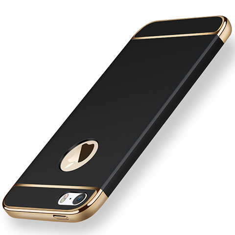 Custodia Lusso Metallo Laterale e Plastica per Apple iPhone SE Nero