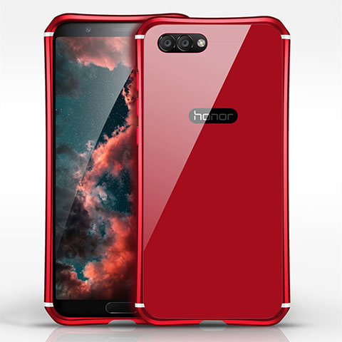 Custodia Lusso Metallo Laterale e Plastica per Huawei Honor View 10 Rosso