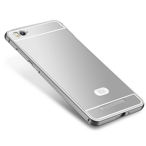 Custodia Lusso Metallo Laterale e Silicone Cover M01 per Xiaomi Mi 4i Argento
