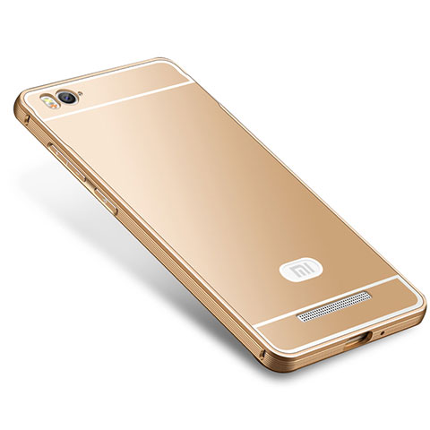 Custodia Lusso Metallo Laterale e Silicone Cover M01 per Xiaomi Mi 4i Oro