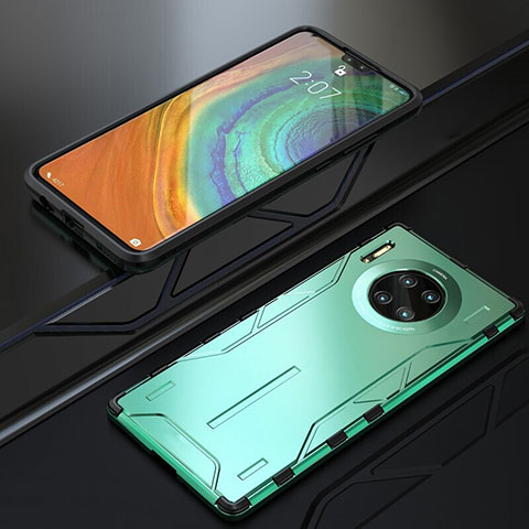 Custodia Lusso Metallo Laterale e Silicone Cover T01 per Huawei Mate 30 Pro 5G Verde