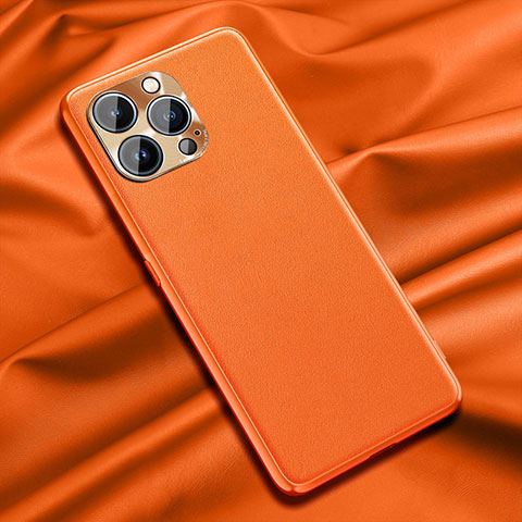 Custodia Lusso Pelle Cover A01 per Apple iPhone 14 Pro Arancione