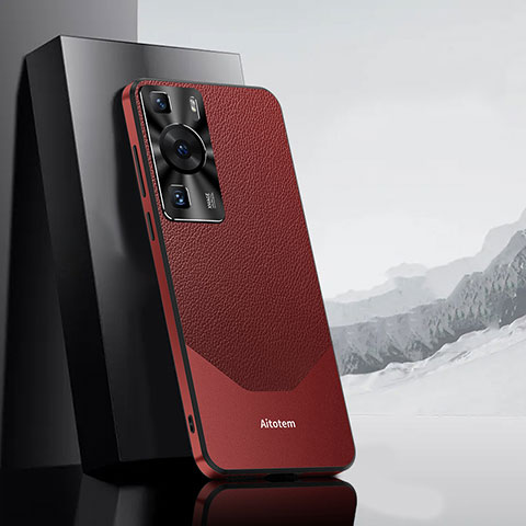 Custodia Lusso Pelle Cover AT3 per Huawei P60 Pro Rosso