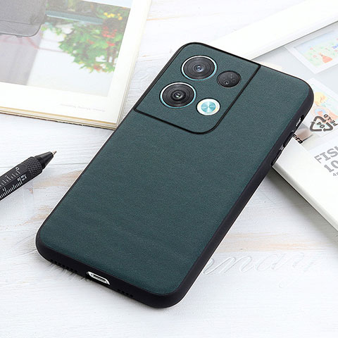 Custodia Lusso Pelle Cover B01H per Oppo Reno8 5G Verde