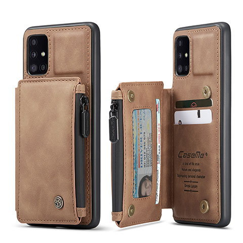 Custodia Lusso Pelle Cover C01S per Samsung Galaxy A51 5G Marrone Chiaro