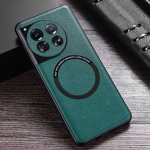 Custodia Lusso Pelle Cover con Mag-Safe Magnetic P01 per OnePlus Ace 3 5G Verde