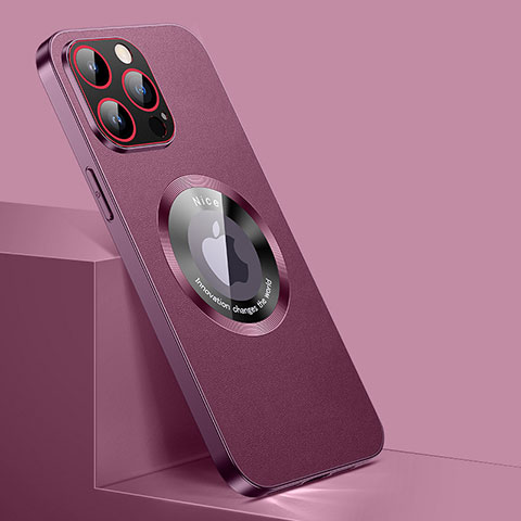 Custodia Lusso Pelle Cover con Mag-Safe Magnetic QC1 per Apple iPhone 12 Pro Max Rosso