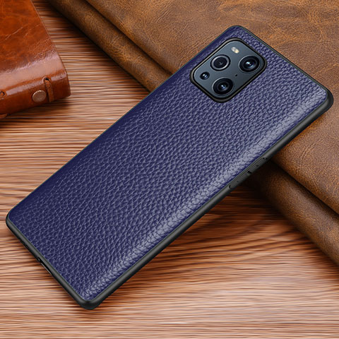 Custodia Lusso Pelle Cover DL1 per Oppo Find X3 Pro 5G Blu