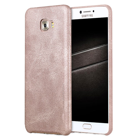 Custodia Lusso Pelle Cover L01 per Samsung Galaxy C7 Pro C7010 Oro Rosa