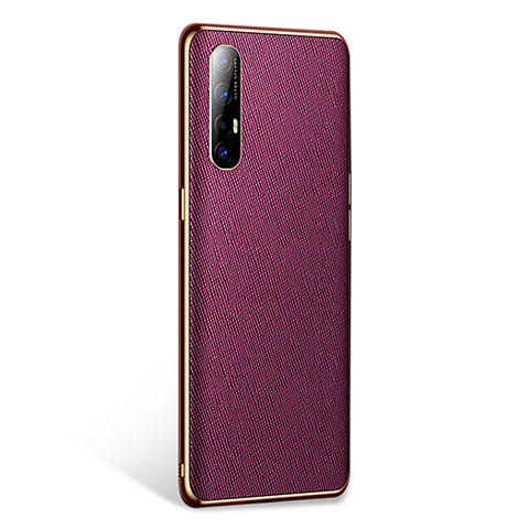 Custodia Lusso Pelle Cover L02 per Oppo Reno3 Pro Viola