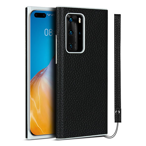 Custodia Lusso Pelle Cover N01 per Huawei P40 Pro Nero