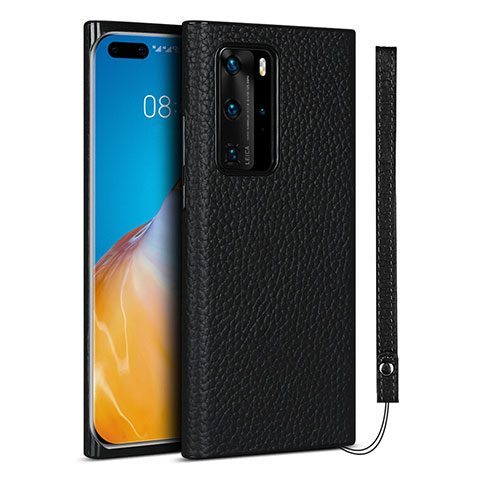 Custodia Lusso Pelle Cover N02 per Huawei P40 Pro Nero