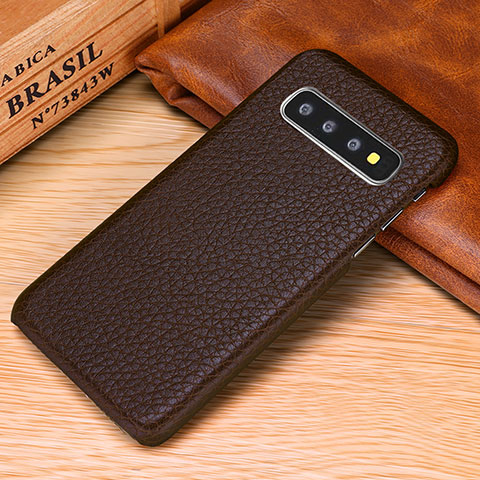 Custodia Lusso Pelle Cover P01 per Samsung Galaxy S10e Marrone