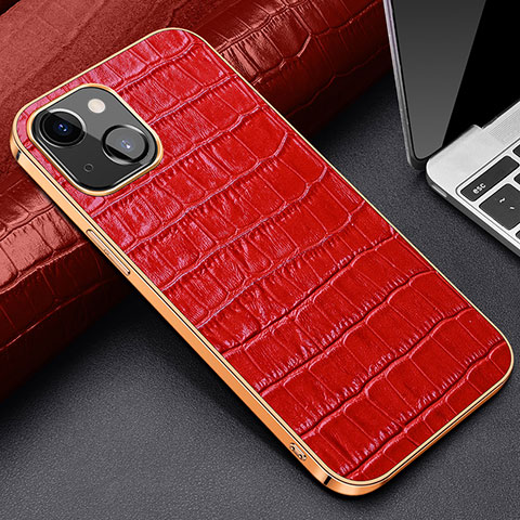 Custodia Lusso Pelle Cover per Apple iPhone 13 Mini Rosso