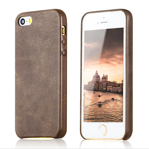 Custodia Lusso Pelle Cover per Apple iPhone 5 Marrone