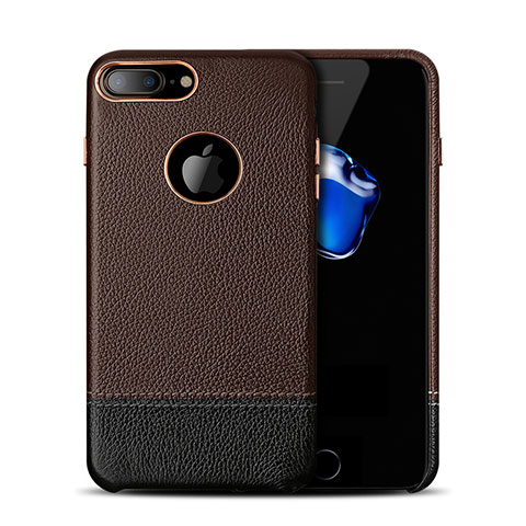 Custodia Lusso Pelle Cover per Apple iPhone 7 Plus Marrone